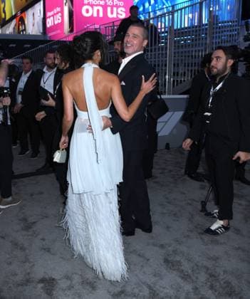 June 16, 2025, New York, Ny, United States: Ines de Ramon and Brad Pitt attend the World Premiere of Apple Original Films F1: The Movie at Times Square in New York. June 16, 2025. New York United States - ZUMAp281 20250616_zea_p281_051 Copyright: xPhotoxImagexPressx