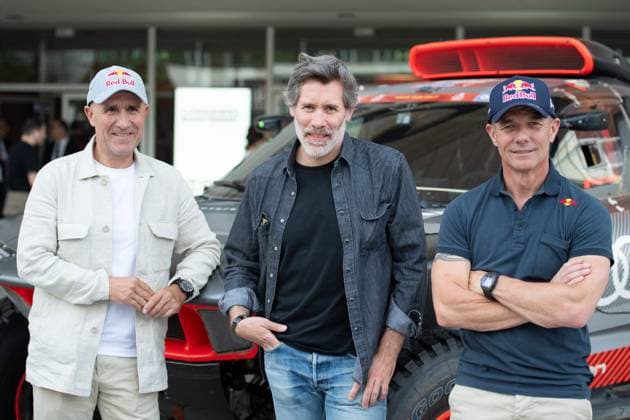Entertainment Bilder des Tages Dakar Chronicles Premiere Stephane Peterhansel, Jalil Lespert and Sebastien Loeb attending the Dakar Chronicles Premiere at the Mk2 Bibliotheque cinema in Paris, France on June 17, 2025. Photo by Aurore Marechal ABACAPRESS.COM Paris France  Copyright: xMarechalxAurore ABACAx