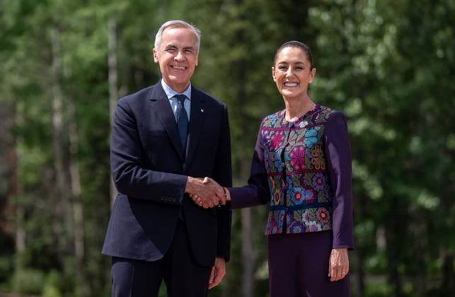 Kananaskis, Alberta, Kanada, 17.06.2025: Mountain Lodge: G7-Gipfel 2025: Mark Carney und Claudia Sheinbaum, Präsidentin von Mexiko (Foto: Michael Kappeler Pool) Copyright: xMichaelxKappeler Pool dtsxNachrichtenagenturx dts_71262