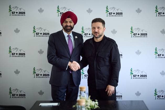 Ukrainian President Volodymyr Zelenskyy attends the G7 Ukrainian President Volodymyr Zelenskyy attends the G7 Summit and meets with officials and representatives of member states in Canada on June 17, 2025. Photo by PRESIDENT OF UKRAINE apaimages Canada Canada Canada 170625_Canada_UPO_00(35).jpeg Copyright: xapaimagesxPRESIDENTxOFxUKRAINEx xapaimagesx
