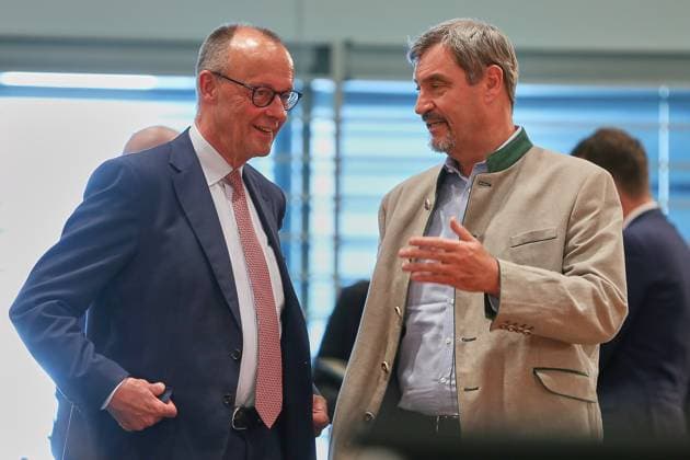 News Bilder des Tages Berlin, Deutschland, 18.06.2025: Bundeskanzleramt: Ministerpräsidentenkonferenz: Bundeskanzler Friedrich Merz (CDU) und Bayerns Ministerpräsident Markus Söder, CSU *** Berlin, Germany, 18 06 2025 Federal Chancellery Conference of Minister Presidents Federal Chancellor Friedrich Merz CDU and Bavarias Minister President Markus Söder, CSU Copyright: xdtsxNachrichtenagenturx dts_71357