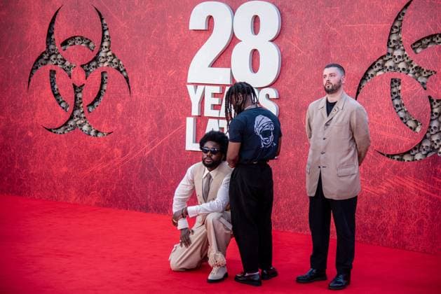 June 18, 2025, London, United Kingdom: Alloysious Massaquoi, Kayus Bankole and Graham Hastings attend the 28 Years Later World Premiere at the Odeon Luxe Leicester Square. London United Kingdom - ZUMAs197 20250618_aaa_s197_500 Copyright: xLoredanaxSangiulianox