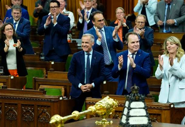 June 20, 2025, Ottawa, On, CAN: Prime Minister Mark Carney rises during a vote for Bill C-5 in the House of Commons on Parliament Hill in Ottawa, on Friday, June 20, 2025. Ottawa CAN  - ZUMAc35_ 20250620_zaf_c35_038 Copyright: xJustinxTangx