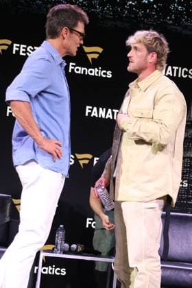 NEW YORK, NY - JUNE 20: Tom Brady and Logan Paul at Fanatics Fest NYC 2025 at Javits Center on June 20, 2025 in New York City. Copyright: xRWx