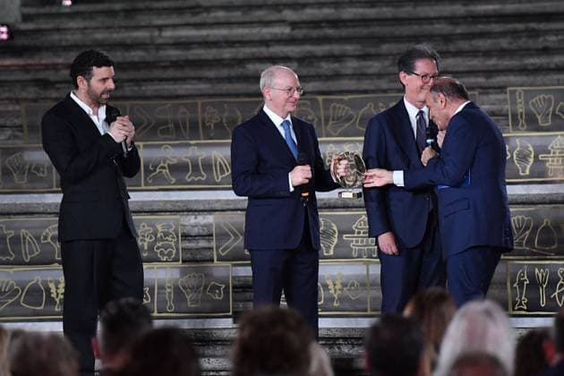 Rome, Piazza di Spagna Biagio Agnes Award 2025, In the photo: Alberto Matano Roberto Garofoli Bruno Vespa  Copyright: xVincenzoxLandix xipa-agency.netx xVincenzoxLandix IPA_Agency_IPA59312925