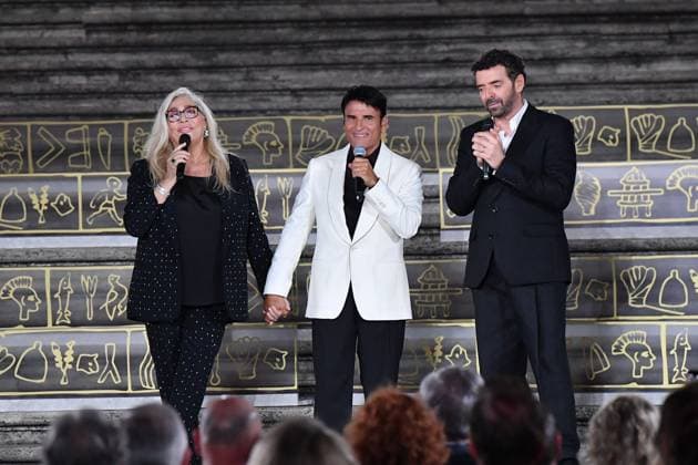 Rome, Piazza di Spagna Biagio Agnes Award 2025, In the photo: Mara Venier Sal Da Vinci Alberto Matano  Copyright: xVincenzoxLandix xipa-agency.netx xVincenzoxLandix IPA_Agency_IPA59312951