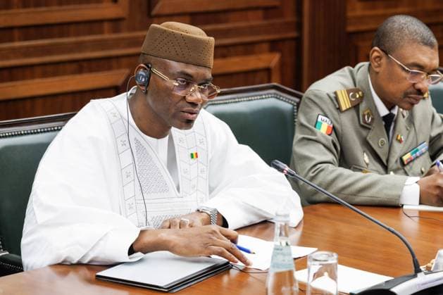 RUSSIA, MOSCOW - JUNE 23, 2025: Sadio Camara (L), Defence Minister of Mali, attends a meeting with Andrei Belousov, Defence Minister of Russia. Vadim Savitsky Russian Defence Ministry Press Office TASS  81924214
