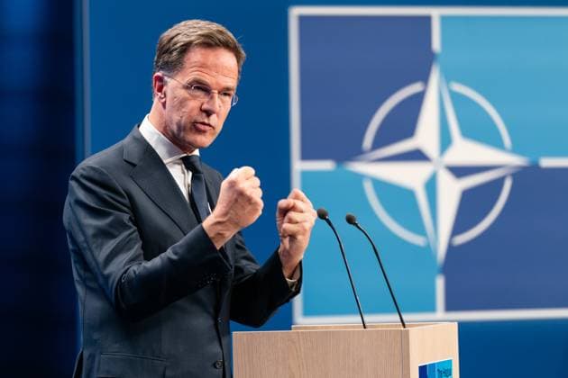 News Themen der Woche KW26 News Bilder des Tages 2025-06-23 NATO Summit 2025 The Hague - Secretary General s Pre-Summit Press Conference DEN HAAG, NETHERLANDS - JUNE 23: NATO Secretary General Mark Rutte gestures during the NATO Summit 2025 Secretary General s Pre-Summit Press Conference at the World Forum on June 23, 2025 in Den Haag, Netherlands Den Haag World Forum Netherlands Content not available for redistribution in The Netherlands directly or indirectly through any third parties. Copyright: xJohnxBeckmannx