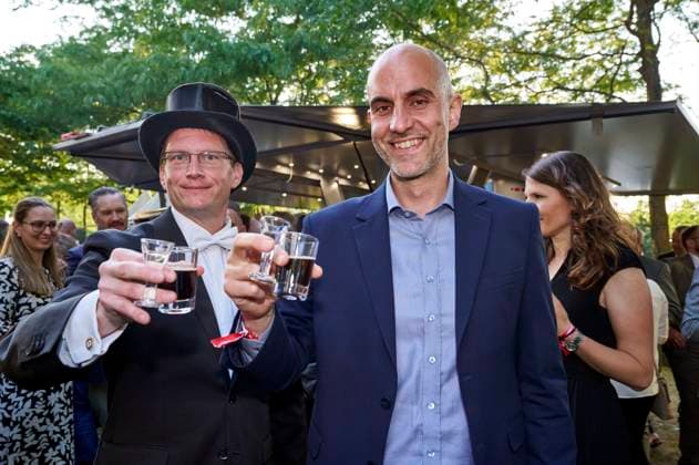 Marko Tatomirovic und Belit Onay beim Sommerfest der Landesvertretung Niedersachsen in der Vertretung des Landes Niedersachsen beim Bund. Berlin, 23.06.2025
