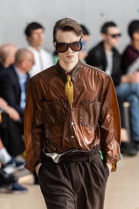PFW - Men s Spring 2026 - Runway NB Model on the runway at the Saint Laurent show as part of Paris Men s Fashion Week on June 24, 2025 in Paris, France. Photo by Nasser Berzane ABACAPRESS.COM Paris France  Copyright: xBerzanexNasser ABACAx