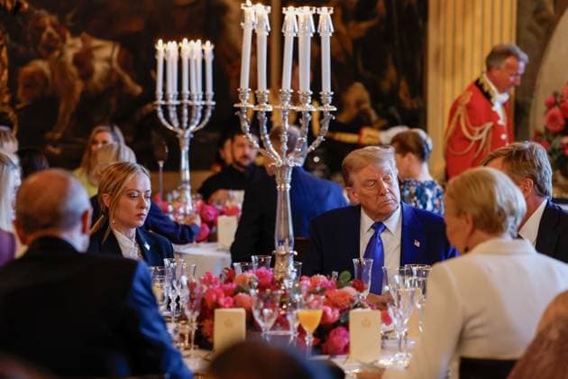 DEN HAAG - Among others, Italian Prime Minister Giorgia Meloni. U.S. President Donald Trump and Dutch King Willem-Alexander preceded a dinner with heads of state and government at Paleis Huis Ten Bosch. The dinner marks the start of the NATO summit in The Hague. ANP POOL REMKO DE WAAL netherlands out - belgium out  Copyright: xx x530432063x originalFilename: 530432063.jpg