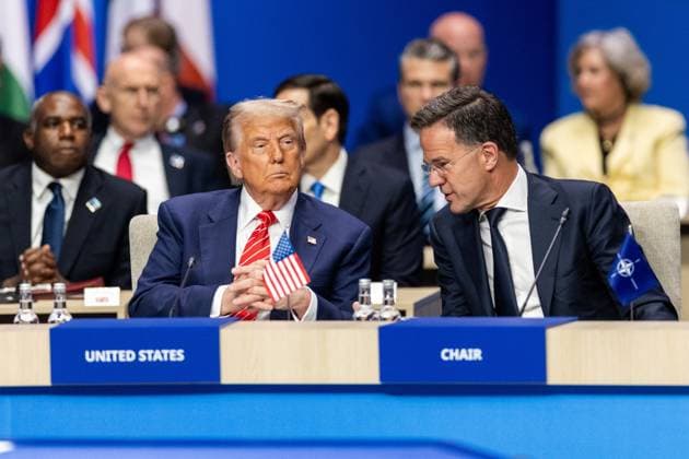 Bilder des Jahres 2025, News 06 Juni News Bilder des Tages U.S. President Donald Trump, NATO chief Mark Rutte (l-r) prior to the NATO summit meeting at the World Forum in The Hague, The Netherlands on June 25 2025. The Netherlands, for the first time in NATO s history of existence, is hosting a NATO summit. ANP SEM VAN DER WAL netherlands out - belgium out  Copyright: xx x530460716x originalFilename: 530460716.jpg