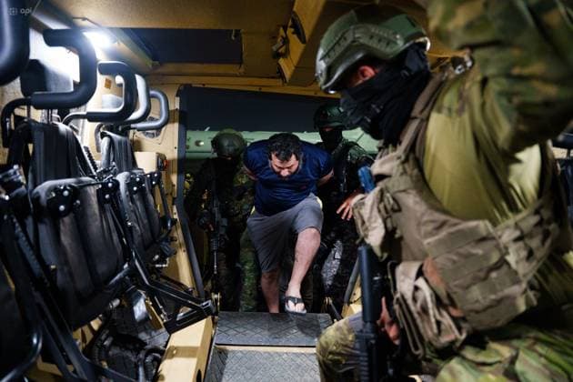 News Themen der Woche KW26 Ecuador, Verhaftung von Drogenboss Fito, Adolfo Macias GYE RECAPTURE ALIAS FITO Guayaquil, Wednesday, June 25, 2025 At the Simon Bolivar air base, Ecuadorian government authorities gave details of the recapture of JosÃ Adolfo Macias, alias Fito, leader of the GDO Los Choneros Photos Courtesy Presidency HO API Guayaquil Guayaquil Guayas Ecuador CLJ GYE RECAPTUREALIASFITO 6faf9f27dd1f15d5d28dc3b42919c5a2 Copyright: xCORTESIAxPRESIDENCIAx