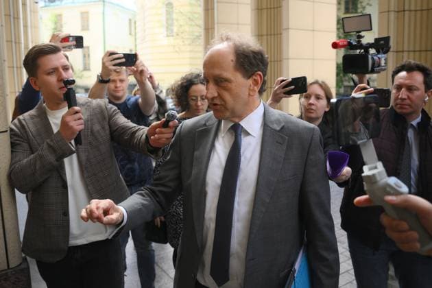Russia Germany Ambassador 8953410 27.06.2025 German Ambassador to Russia Alexander Graf Lambsdorff, centre, arrives at the Russian Foreign Ministry headquarters in Moscow, Russia. Lambsdorff was summoned to the Russian Foreign Ministry on June 27 in connection with the situation with Russian journalists in Germany. Last week, Ministry s spokeswoman Maria Zakharova told announced that Russia was choosing candidates among German journalists in Moscow to take retaliatory measures against them for the persecution of the head of the office of the Rossiya Segodnya media group in Germany, Sergey Feoktistov. Alexey Maishev Sputnik Moscow Russia  Copyright: xAlexeyxMaishevx