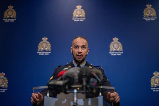June 27, 2025, Vancouver, Bc, CANADA: RCMP Constable Mansoor Sahak speaks during a news conference after an explosion early this morning at North Vancouver - Lonsdale MLA Bowinn Ma s office in North Vancouver, B.C. on Friday, June 27, 2025. Vancouver CANADA  - ZUMAc35_ 20250627_zaf_c35_025 Copyright: xEthanxCairnsx