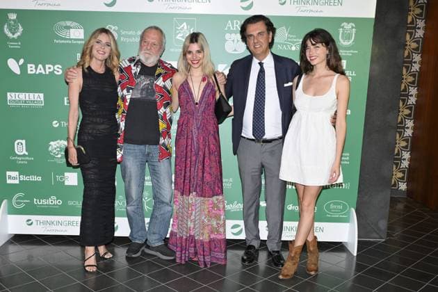 Taormina: Nation Award. Opening night. In the photo: Elisabetta Pellini, Terry Gilliam, Alexia Cozzi, Michel Curatolo, Celeste Dalla Porta  Copyright: xMaurizioxD Avanzox xipa-agency.netx xMaurizioxDxAvanzox IPA_Agency_IPA59574714
