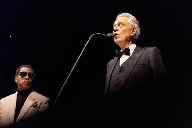 Andrea Bocelli Performs in Napa Valley Andrea Bocelli stands on stage with another guest performer at Charles Krug Winery in Napa Valley, California, on June 21, 2025. The event brings together guests for Bocelli™s benefit concert supporting education and healthcare programs worldwide. Napa California United States Copyright: xSahabxZaribafx