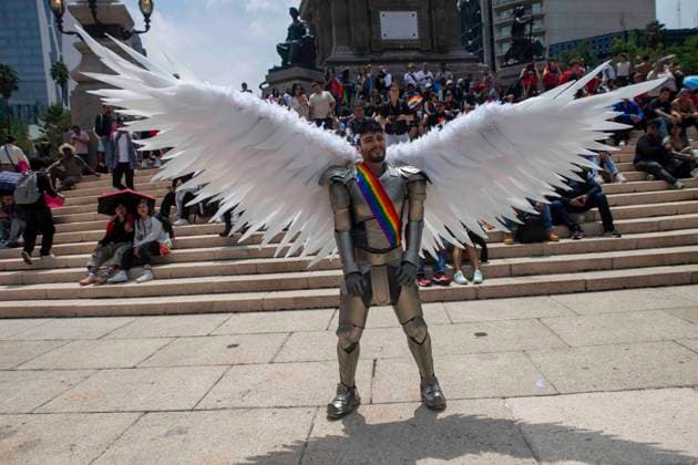 June 28, 2025, Mexico City, Mexico, Mexico: The 47th edition of the LGBTQ+ Pride March in CDMX, where thousands of people from the community gathered to march together from the emblematic Angel de la Independencia to the Zocalo of Mexico City, passing through emblematic streets such as Paseo de la Reforma Avenue, inside the march there were flags and made-up characters. Mexico City Mexico - ZUMAs310 20250628_zip_s310_006 Copyright: xLuisxExSalgadox