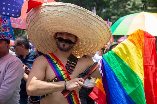 June 28, 2025, Mexico City, Mexico, Mexico: The 47th edition of the LGBTQ+ Pride March in CDMX, where thousands of people from the community gathered to march together from the emblematic Angel de la Independencia to the Zocalo of Mexico City, passing through emblematic streets such as Paseo de la Reforma Avenue, inside the march there were flags and made-up characters. Mexico City Mexico - ZUMAs310 20250628_zip_s310_011 Copyright: xLuisxExSalgadox