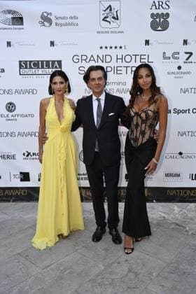Taormina: Evening of the Nations Award. In the photo: Barbara Tabita, Michel Curatolo, Madalina Ghenea  Copyright: xMaurizioxD Avanzox xipa-agency.netx xMaurizioxDxAvanzox IPA_Agency_IPA59682481