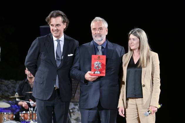 Taormina: Evening of the Nations Award. In the photo: Michel Curatolo,Luc Besson,Elvira Amata  Copyright: xMaurizioxD Avanzox xipa-agency.netx xMaurizioxDxAvanzox IPA_Agency_IPA59682584