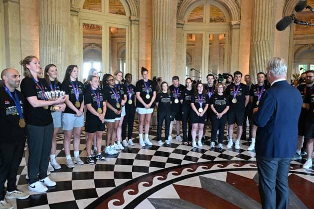 King Philippe Receives The Belgian Cats BRUSSELS, BELGIUM - JUNE 30 : King Philippe receives the Belgian Cats.The Belgium women s basketball team has won the European Champioship on June 30, 2025 in Brussels, Belgium, 30 06 2025 Brussels Belgium  Copyright: xBertxVanxDenxBrouckex