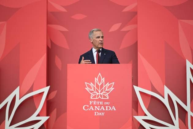 July 1, 2025, Ottawa, On, Canada: Prime Minister Mark Carney speaks during Canada Day celebrations at LeBreton Flats in Ottawa on Tuesday, July 1, 2025. Ottawa Canada  - ZUMAc35_ 20250701_zaf_c35_037 Copyright: xSpencerxColbyx
