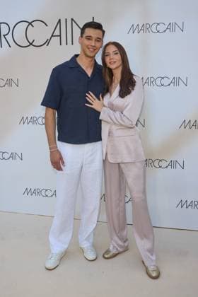 San Diego Pooth mit Freundin Louisa Buescher - Gaesteankunft zur Marccain Spring Summer 2026 Fashion Show A Quit Rebellion im Pei-Bau in Berlin am 01.07.2025. Marccain Spring Summer 2026 Fashion Show