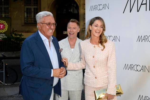 Helmut Schlotterer, Ronan Keating und Storm Keating bei der Marc Cain Fashion Show A Quiet Rebellion auf der Berlin Fashion Week S S 2026 im Pei-Bau - Deutsches Historisches Museum. Berlin, 01.07.2025