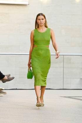 Model bei der Marc Cain Fashion Show A Quiet Rebellion auf der Berlin Fashion Week S S 2026 im Pei-Bau - Deutsches Historisches Museum. Berlin, 01.07.2025