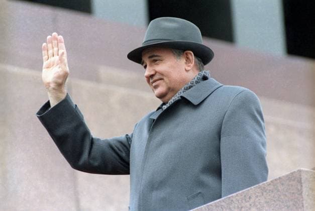 Victory Day 8956455 09.05.1985 Parade on May 9, 1945, on Red Square in Moscow marking the 40th anniversary of Victory in the Great Patriotic War. Secretary General of the USSR Communist Party Mikhail Gorbachev on the tribune of Lenin Mausoleum during the parade. Yuryi Abramochkin Sputnik Moscow Russia  Copyright: xYuryixAbramochkinx