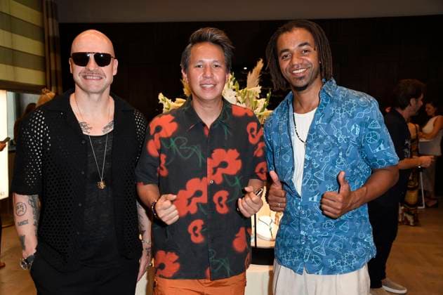Mateo Jasik, Matthias Hafemann und John Magiriba Lwanga von Culcha Candela bei der Thomas Sabo Elyndra Kollektionspräsentation auf der Berlin Fashion Week S S 2026 im Hotel de Rome. Berlin, 02.07.2025