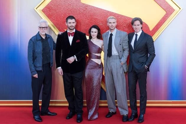 Red Carpet Arrivals for Superman Film in London LONDON, UNITED KINGDOM - JULY 02: (L-R) James Gunn, David Corenswet , Rachel Brosnahan, Nicholas Hoult and Peter Safran attend a fan event at Cineworld Leicester Square for Superman , DC Studios’ first feature film to hit the big screen in London, United Kingdom on July 02, 2025. Wiktor Szymanowicz Anadolu London United Kingdom. Editorial use only. Please get in touch for any other usage.  Copyright: x2025xAnadoluxWiktorxSzymanowiczx