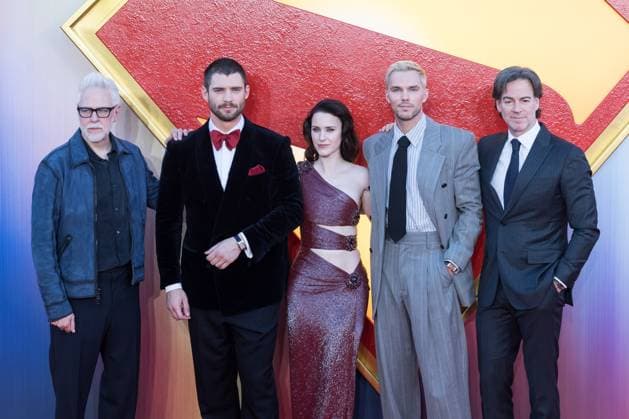 Red Carpet Arrivals for Superman Film in London LONDON, UNITED KINGDOM - JULY 02: (L-R) James Gunn, David Corenswet , Rachel Brosnahan, Nicholas Hoult and Peter Safran attend a fan event at Cineworld Leicester Square for Superman , DC Studios’ first feature film to hit the big screen in London, United Kingdom on July 02, 2025. Wiktor Szymanowicz Anadolu London United Kingdom. Editorial use only. Please get in touch for any other usage.  Copyright: x2025xAnadoluxWiktorxSzymanowiczx