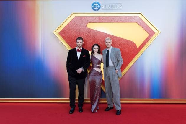 Red Carpet Arrivals for Superman Film in London LONDON, UNITED KINGDOM - JULY 02: David Corenswet (L), Rachel Brosnahan (C) and Nicholas Hoult (R) attend a fan event at Cineworld Leicester Square for Superman , DC Studios’ first feature film to hit the big screen in London, United Kingdom on July 02, 2025. Wiktor Szymanowicz Anadolu London United Kingdom. Editorial use only. Please get in touch for any other usage.  Copyright: x2025xAnadoluxWiktorxSzymanowiczx