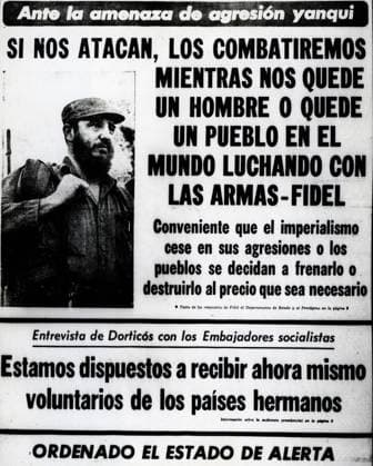 Kubanische kommunistische Propaganda 2. Februar 1962 - Havanna, Kuba - Propaganda der kommunistischen Partei Kubas mit einem Zitat von Castro. Havana Cuba *** Cuban communist Propaganda 2 February 1962 Havana, Cuba Propaganda the communist Party Cuba with a Quote from Castro Havana Cuba  Copyright: xUnitedxArchivesx xkpaxKeystonex 19620202_sha_k09_767 !ACHTUNG AUFNAHMEDATUM GESCHÄTZT!
