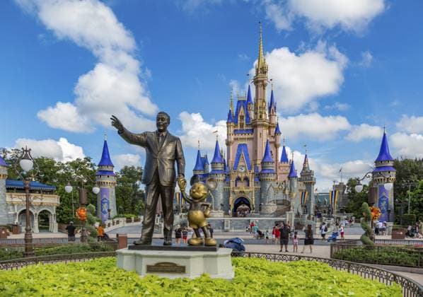 Partnerstatue vor Cinderella s Castle am Ende der Main Street im Magic Kingdom in Walt Disney World, Orlando, Florida Partners statue in front of Cinderella s Castle at the end of Main Street in the Magic Kingdom at Walt Disney World, Orlando, Florida Copyright: imageBROKER RonxBuskirk iblbus14149342.jpg