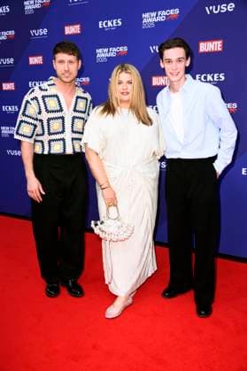 Sebastiano Schweitzer, Alina Wichmann und Mike Leon Lichtenberg bei der Verleihung der Bunte New Faces Awards Style 2025 im Telegraphenamt. Berlin, 03.07.2025