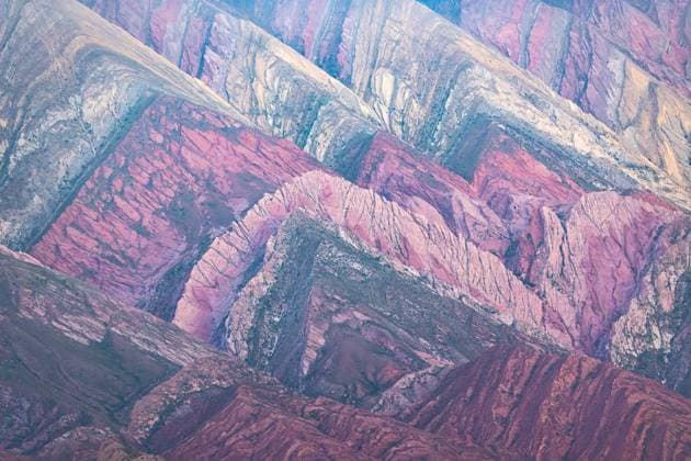 Captivating view of the Hill of 14 Colors in Jujuy, Argentina, showcasing a stunning array of natural hues and geological formations that paint the landscape in vivid beauty Model Released JuanLopez_ID28970_873110_004 Copyright: xJuanxLopezx RECORD DATE NOT STATED