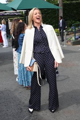 . 07 07 2025. London, United Kingdom. Gabby Logan arriving on day eight of the Wimbledon Tennis Championships in London.  xStephenxLockx xi-Imagesx IIM-26082-0005