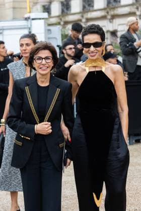 PFW Schiaparelli Outside Arrivals NB Rachida Dati, Farida Khelfa arriving at the Schiaparelli show as part of Haute Couture Fashion Week on July 07, 2025 in Paris, France. Photo by Nasser Berzane ABACAPRESS.COM Paris France  Copyright: xBerzanexNasser ABACAx