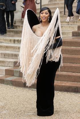 PFW Schiaparelli Outside Arrivals NB Cardi B arriving at the Schiaparelli show as part of Haute Couture Fashion Week on July 07, 2025 in Paris, France. Photo by Nasser Berzane ABACAPRESS.COM Paris France  Copyright: xBerzanexNasser ABACAx