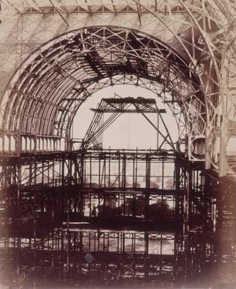 RECORD DATE NOT STATED South Transept looking towards Penge, Crystal Palace, Sydenham, 1852-1854. Designed by Sir Joseph Paxton to house the Great Exhibition of 1851 in Hyde Park, the Crystal Palace was reconstructed and enlarged in Sydenham in 1852. The first column was raised on 5 August 1852 and the palace was opened by Queen Victoria on 10 June 1854. Many exhibitions and events were subsequently held at the Crystal Palace until it burnt down on 30 November 1936. The park contained a motor racing circuit from 1937 until 1972 and the famous athletics track dates back to the foundation of the Crystal Palace Athletics Club in 1868. Plate 18 from Photographic Views of the Progress of the Crystal Palace, Sydenham. Taken during the progress of the works, by desire o  Copyright:HeritagexArt HeritagexImagesxPhilipxHenryxDelamottex IMAGO