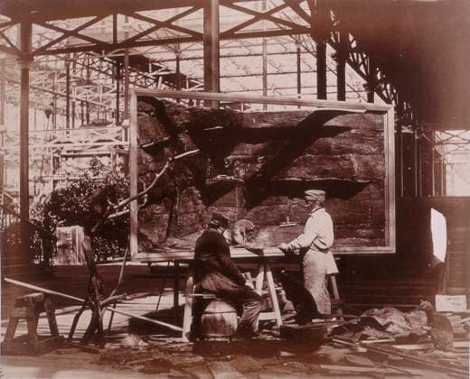 RECORD DATE NOT STATED Preparing Case for Marine Objects, Crystal Palace, Sydenham, 1852-1854. Designed by Sir Joseph Paxton to house the Great Exhibition of 1851 in Hyde Park, the Crystal Palace was reconstructed and enlarged in Sydenham in 1852. The first column was raised on 5 August 1852 and the palace was opened by Queen Victoria on 10 June 1854. Many exhibitions and events were subsequently held at the Crystal Palace until it burnt down on 30 November 1936. The park contained a motor racing circuit from 1937 until 1972 and the famous athletics track dates back to the foundation of the Crystal Palace Athletics Club in 1868. Plate 55 from Photographic Views of the Progress of the Crystal Palace, Sydenham. Taken during the progress of the works, by desire of t  Copyright:HeritagexArt HeritagexImagesxPhilipxHenryxDelamottex IMAGO