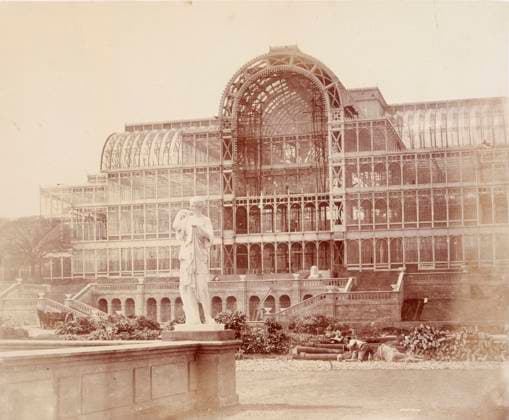 RECORD DATE NOT STATED The South Transept, from the Second Terrace, Crystal Palace, Sydenham, 1852-1854. Designed by Sir Joseph Paxton to house the Great Exhibition of 1851 in Hyde Park, the Crystal Palace was reconstructed and enlarged in Sydenham in 1852. The first column was raised on 5 August 1852 and the palace was opened by Queen Victoria on 10 June 1854. Many exhibitions and events were subsequently held at the Crystal Palace until it burnt down on 30 November 1936. The park contained a motor racing circuit from 1937 until 1972 and the famous athletics track dates back to the foundation of the Crystal Palace Athletics Club in 1868. Plate 59 from Photographic Views of the Progress of the Crystal Palace, Sydenham. Taken during the progress of the works, by d  Copyright:HeritagexArt HeritagexImagesxPhilipxHenryxDelamottex IMAGO