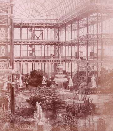 RECORD DATE NOT STATED Oslers Crystal Fountain, Crystal Palace, Sydenham, 1852-1854. Designed by Sir Joseph Paxton to house the Great Exhibition of 1851 in Hyde Park, the Crystal Palace was reconstructed and enlarged in Sydenham in 1852. The first column was raised on 5 August 1852 and the palace was opened by Queen Victoria on 10 June 1854. Many exhibitions and events were subsequently held at the Crystal Palace until it burnt down on 30 November 1936. The park contained a motor racing circuit from 1937 until 1972 and the famous athletics track dates back to the foundation of the Crystal Palace Athletics Club in 1868. Plate 79 from Photographic Views of the Progress of the Crystal Palace, Sydenham. Taken during the progress of the works, by desire of the directo  Copyright:HeritagexArt HeritagexImagesxPhilipxHenryxDelamottex IMAGO