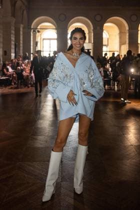 PFW - Georges Hobeika Front Row Iranian model Farnoush Hamidian attends the Georges Hobeika Haute Couture Fall Winter 2025-2026 show, as part of Paris Fashion Week in Paris, France on July 7, 2025. Photo by Ammar Abd Rabbo ABACAPRESS.COM Paris France  Copyright: xAbdxRabboxAmmar ABACAx