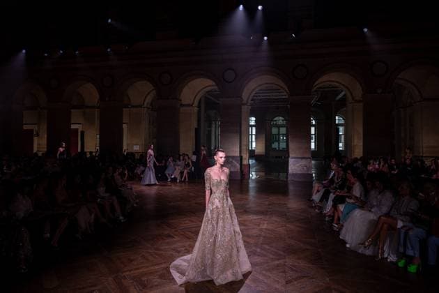 PFW - Georges Hobeika Runway A model walks the runway at the Georges Hobeika Haute Couture Fall Winter 2025-2026 show, as part of Paris Fashion Week in Paris, France on July 7, 2025. Photo by Ammar Abd Rabbo ABACAPRESS.COM Paris France  Copyright: xAbdxRabboxAmmar ABACAx