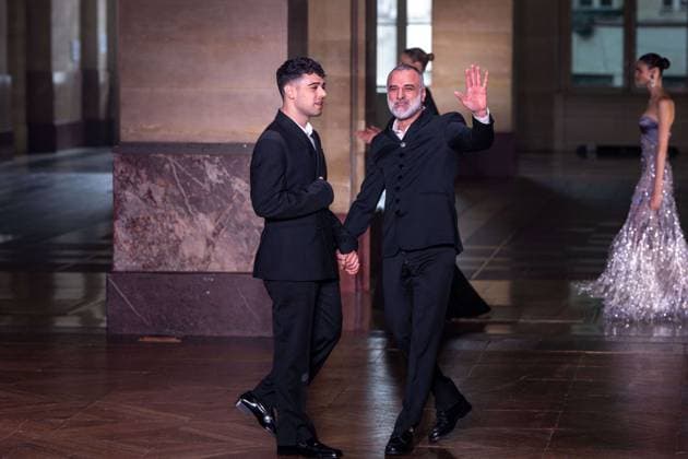 PFW - Georges Hobeika Runway Georges Hobeika and his son Jad, seen at the end of their Haute Couture Autumn Winter 2025-2026 show, as part of Paris Fashion Week in Paris, France on July 7, 2025. Photo by Ammar Abd Rabbo ABACAPRESS.COM Paris France  Copyright: xAbdxRabboxAmmar ABACAx