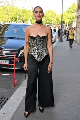 PFW Ashi Studio Outside Arrivals Chiara Ferragni arriving at the Ashi Studio show as part of Haute Couture Fashion Week in Paris, France on July, 8, 2025. Photo by Julien Reynaud APS-Medias ABACAPRESS.COM Paris France  Copyright: xReynaudxJulien APS-Medias ABACAx